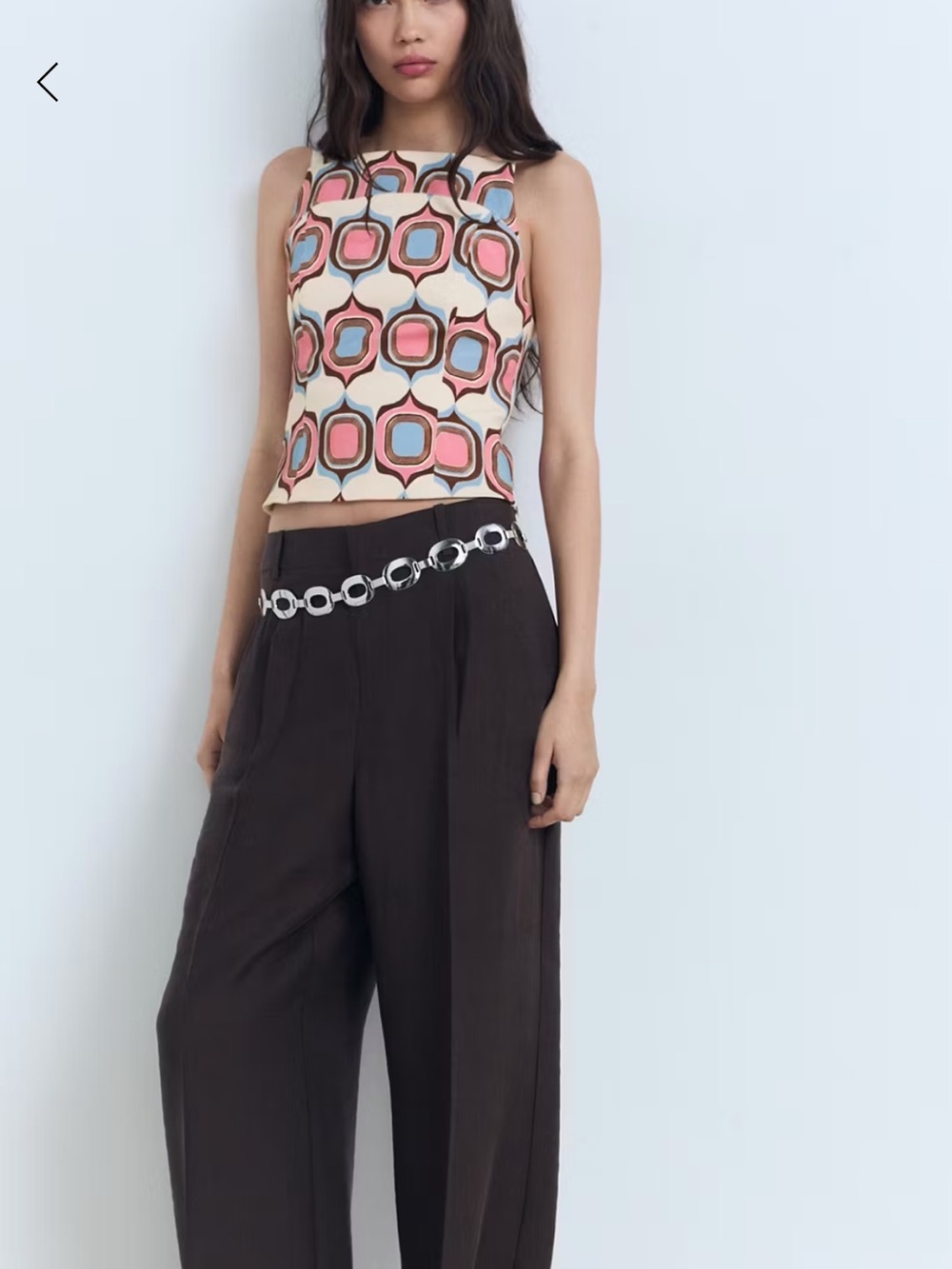 Mango Boat-Neck Geometric Blouse